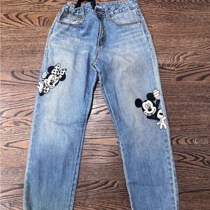 GAP Kids Blue Jeans with Mickey and Minnie Graphics